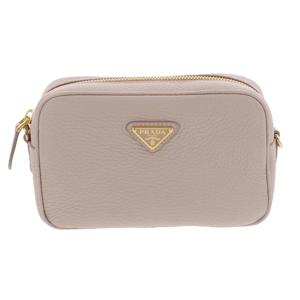 PRADA Leather Bag Shoulder Beige Pink